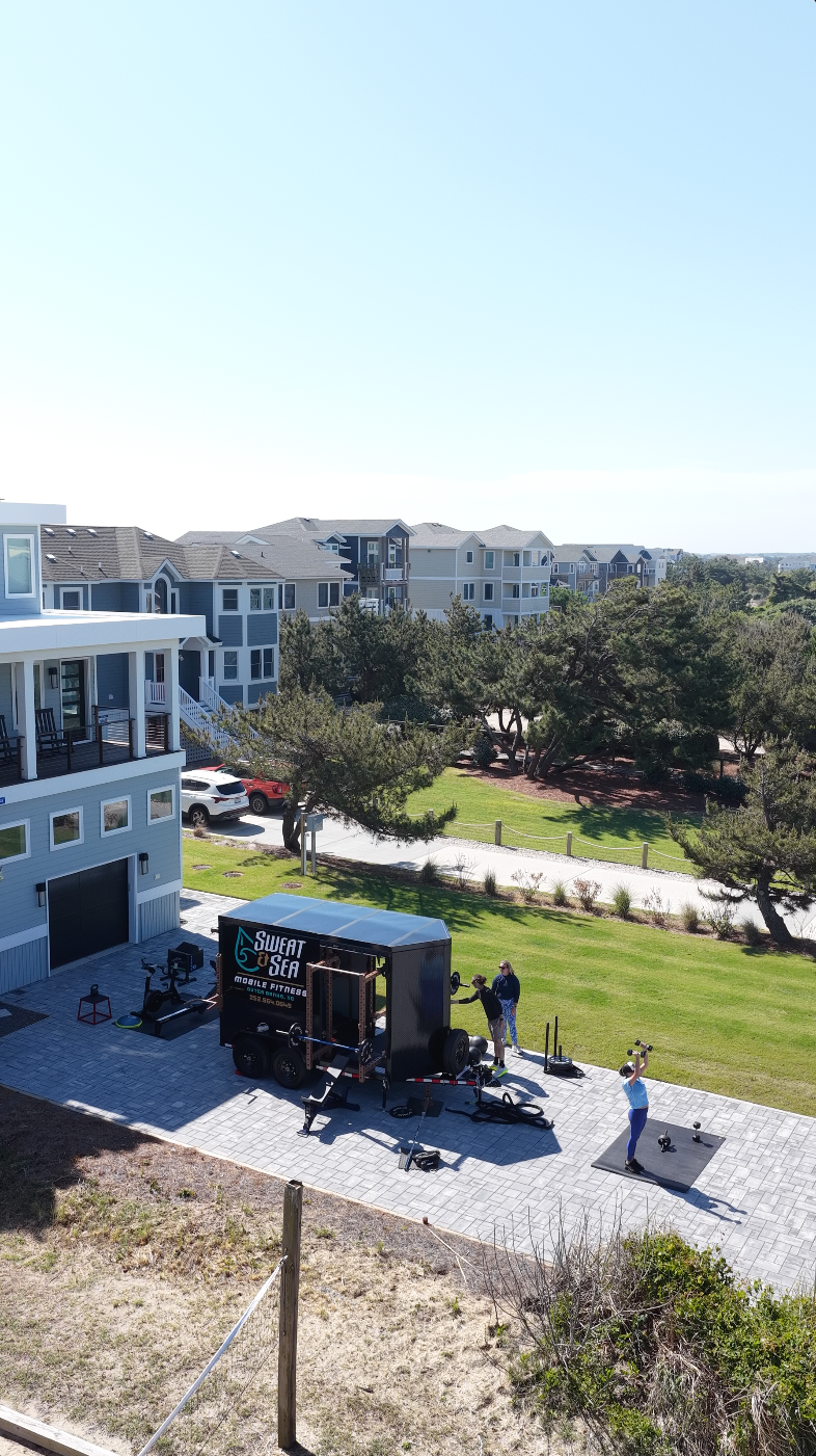 Mobile gym trailer deployed at client location